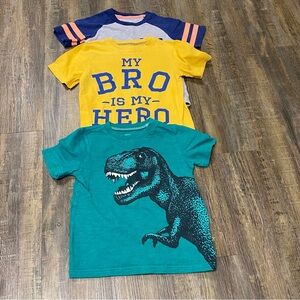 Carters Lot Of 3 Teal‎ Dinosaur Graphic Kids T-Shirt Size 5T